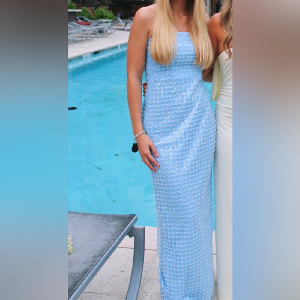 Lulu's Light Blue Strapless Dress